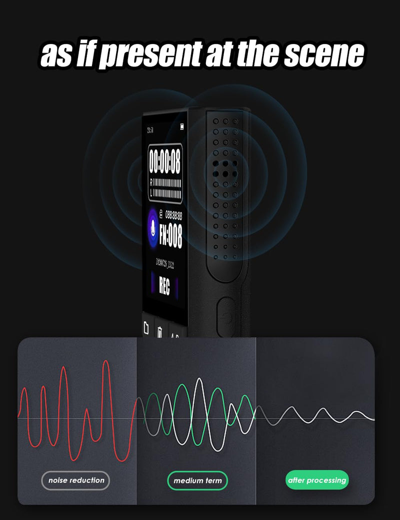 [AUSTRALIA] - 64GB Jaswill Digital Voice Recorder with Playback Long Battery 2-inch Screen MP3 Audio Recording for Meetings Lectures and Interviews Portable USB Recording Device with Voice Activation 