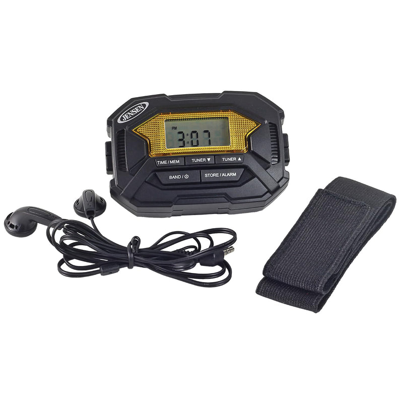 [AUSTRALIA] - Jensen SAB-60 Armband Digital AM/FM Stereo Radio with Clock and Earbuds, Black, SAB-60 