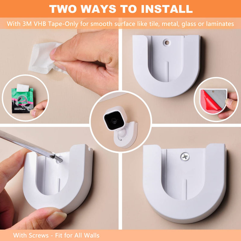 2 Pack Wall Mount for Blink Mini Indoor Camera,Strong Adhesive Camera Mount Base for Blink Mini Indoor Camera,Two Ways Easy Installation, No Drilling or Screw Secured Fixed (Camera not Included)