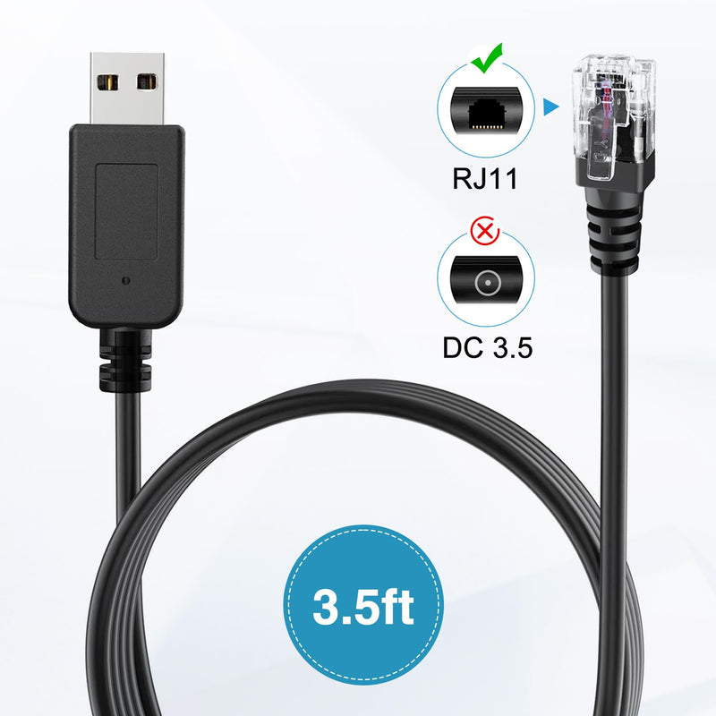 Radar Detector Cable, USB to RJ11 Plug Cable,Replacement Radar Detectors Power Cable for Escort MAX 360 Uniden R1 R3 R4 DFR8 DFR9 Passport 9500i Radenso XP Beltronics STI Radar Detector(RJ11-3.3ft) RJ11-3.3FT