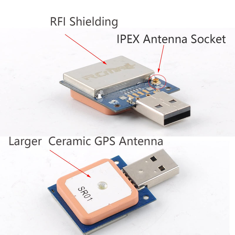 forM8N USB GPS Module 56 Channels Supports GPS GLONASS Beidou GPS Receiver with 28dB GPS Active Antenna (GPS Module with Antenna) GPS Module with Antenna