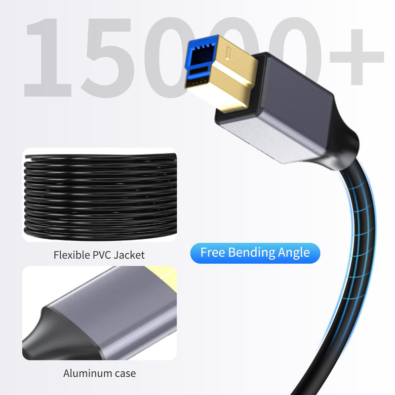 USB 3.0 Printer Cable - 30ft, USB A to USB B 3.0 Compatible with Conference Camera, Docking Station, Hard Drive, Scanner, Vidicon and More Black