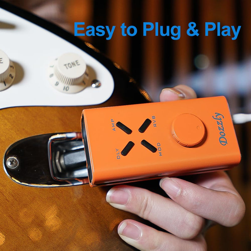 Guitar Headphone Amp Multi Effects Pocket Rechargeable Portable Mini Electric Guitar Headphone Amp Modulation Delay Reverb (Orange) Orange