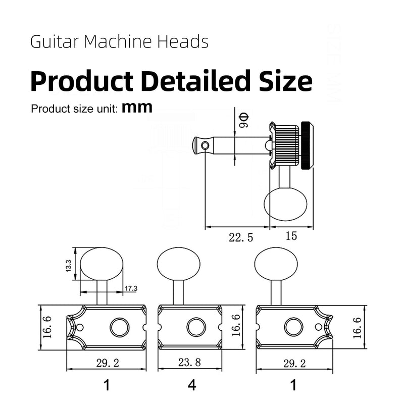 SAPHUE 6 Inline Guitar Lock String Tuners 1:15 Vintage Guitar Locking Tuning Key Pegs Machine Heads Replacement for ST TL Style Electric Folk or Acoustic Guitars (black) black
