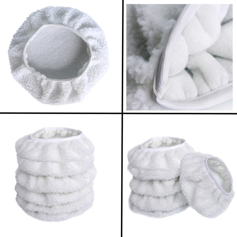 behone Set of 6 Lambswool Polishing Hoods for Einhell Cordless Car Polisher CE-CB 18/254 Li, CC-PO 90, for 220-250 mm Polishing Machines, Perfect for Car Paint Care, Metal Polish, Sustainable Reusable