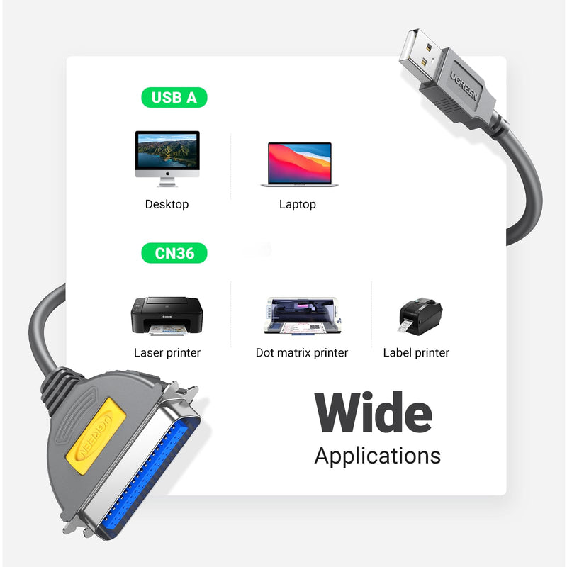UGREEN 10FT USB to Parallel Port Printer Cable, CN36 Cable Adapter IEEE1284 for Old Printer, Centronics Parallel Converter with Fast Transmission (Pack of 3) 10FT (Pack of 3)