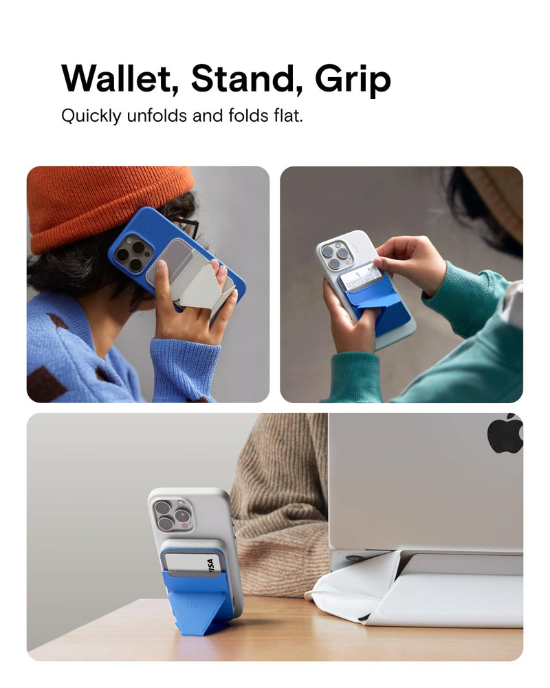 MOFT Magnetic Wallet Stand Compatible with iPhone 15/14/13/12 Series, Angle Adjustment & Magsafe Compatible MOVAS Phone Stand,Jet Black Jet Black