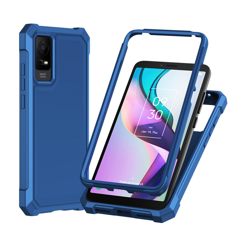 for TCL ION X Case/TCL ION V Case with Screen Protector,TCL ION V T607DL Phone Case Frosted PC Back Soft Silicone Bumper Military Grade Full Body Protection Cover for TCL ION X T430W Blue TCL ION X/ION V
