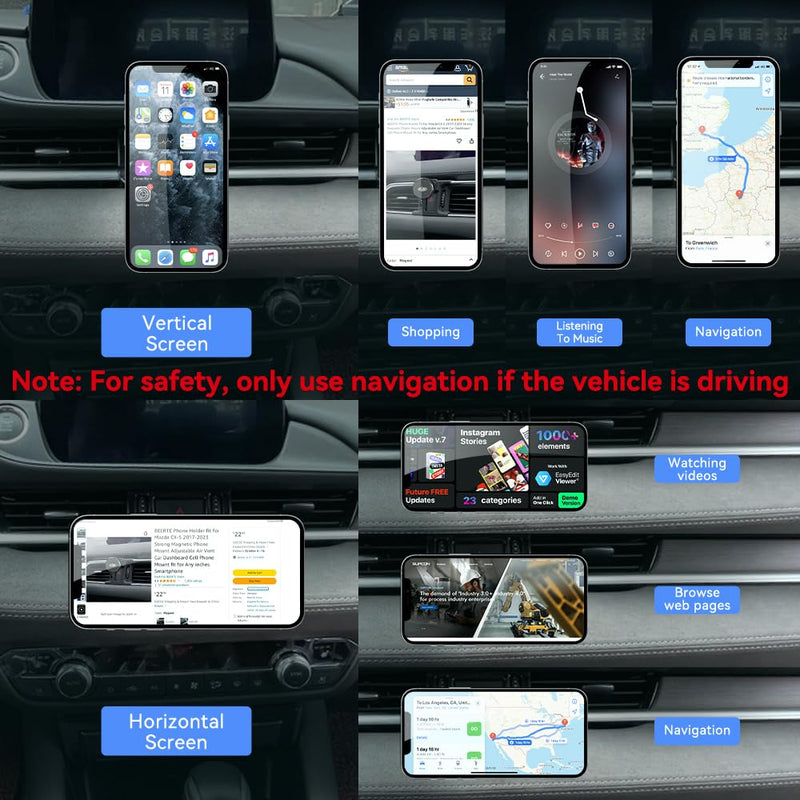 BEERTE Fits Magsafe Car Mount Fit for Mazda6 2018-2021 Strong Magnets 360° Rotation Magnetic Phone Holder Mount for Car Vent Fit for iPhone 17 16 15 14 13 12 Magsafe Case All Phones