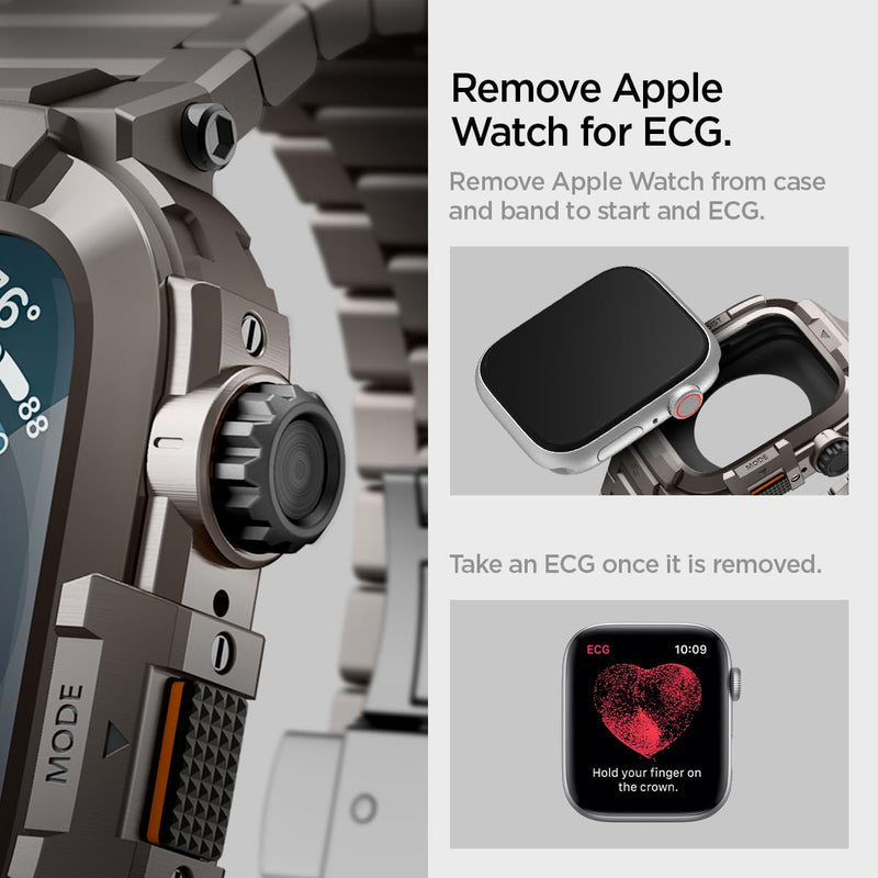Spigen Metal Armor Pro for Apple Watch Series 9/8/7 45mm Band with Case | Durable Rugged Stainless Steel Protective Shockproof Cover with Strap, Gunmetal