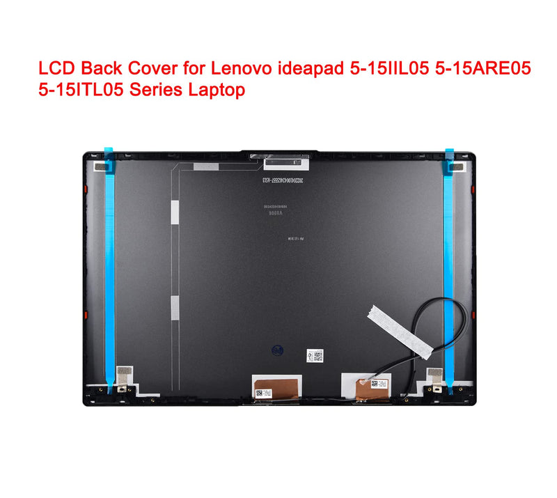 Replacement LCD Back Cover Rear Top Lid with Hinges for Lenovo ideapad 5-15IIL05 5-15ARE05 5-15ITL05 Series Laptop P/N: 5CB0X56073 AM1K7000310, Gray