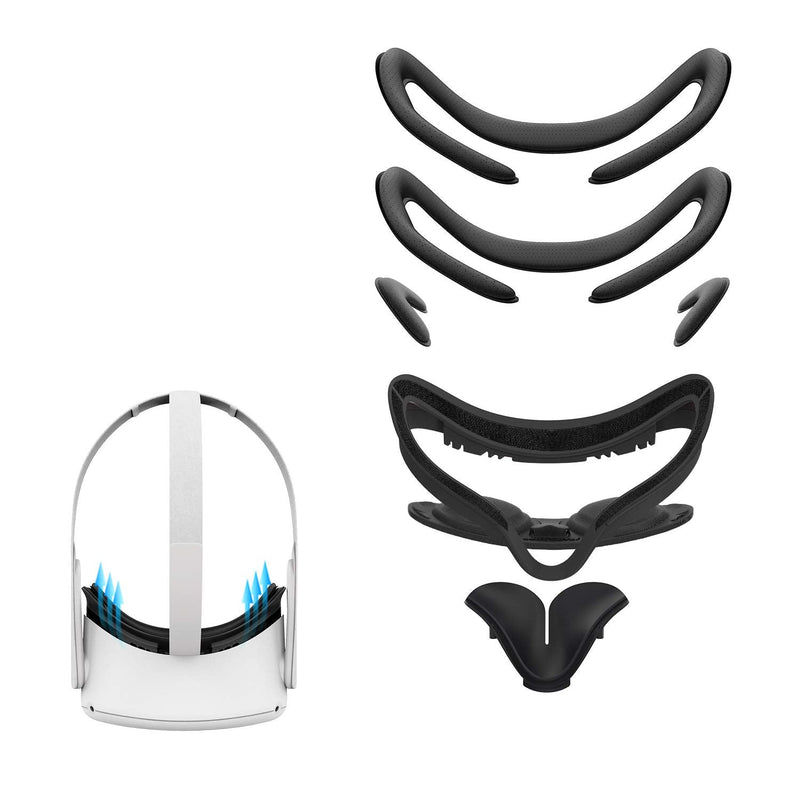 AMVR Resilient VR Facial Vent Soft Interface + AMVR Lens Anti-Scratch Ring Protecting Myopia Glasses