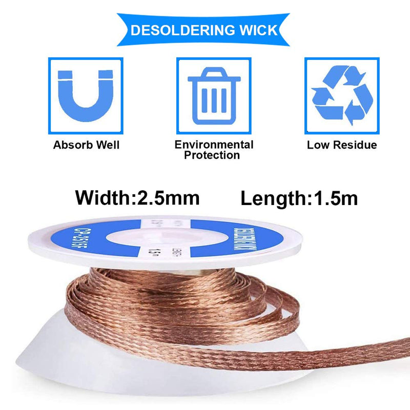 Youmile Soldering Suction Desoldering Pump, Vacuum Pump, Soldering Remover, Soldering Accessories with Desoldering Wick, 2 Pieces Replacement Nozzle, 2 Pieces Heat-resistant Hose