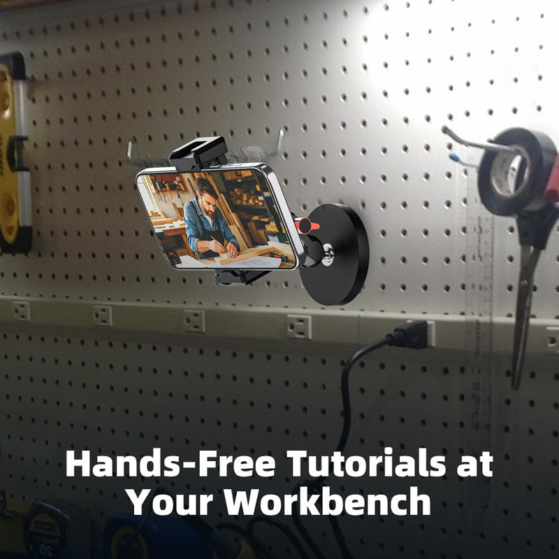 Magnetic Phone Mount for Gym, Kitchen, Workshop, Metal Surfaces | with iPhone 17/16/15/14/13/12 Pro Max and Most Phones