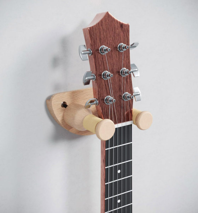Guitar Hanger, Solid Wood Wall Mount Guitar Holder Adjustable Width Wall Hanging Stand for Guitar Bass Banjo Violin and More