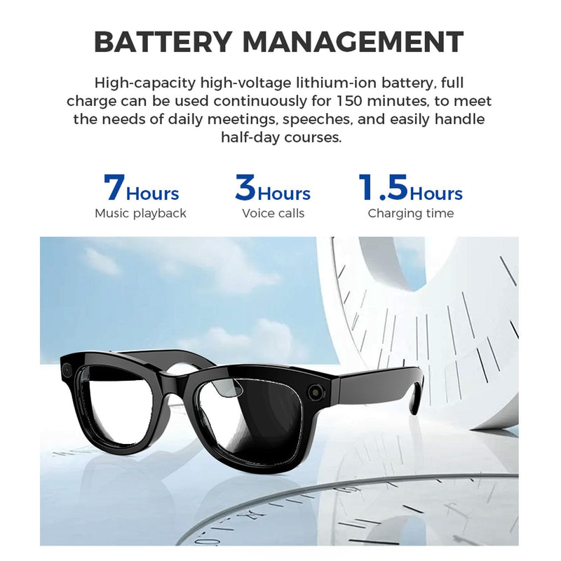 AI Smart Glasses, 5MP HD Camera Glasses, Real Time 26 Languages Translator, ChatGPT, Open Ear Audio, Stylish Frame for Women Men, Voice Assistant Sunglasses