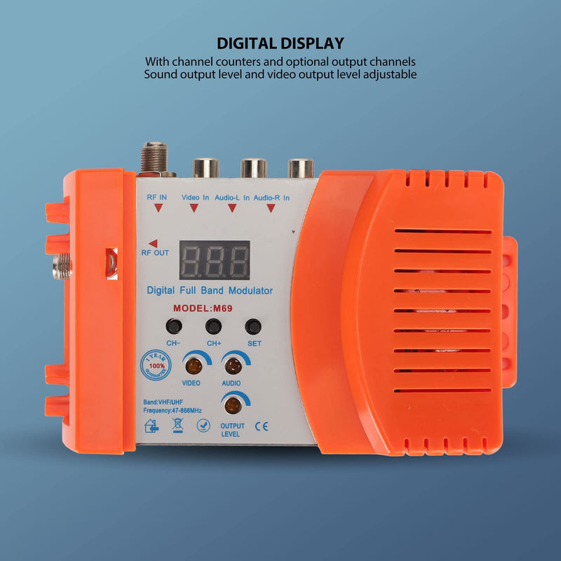 AV to RF Modulator Supports VHF UHF PAL NTSC TV Link Modulator with Digital Display, Easy Installation and Simple (US Plug) US Plug