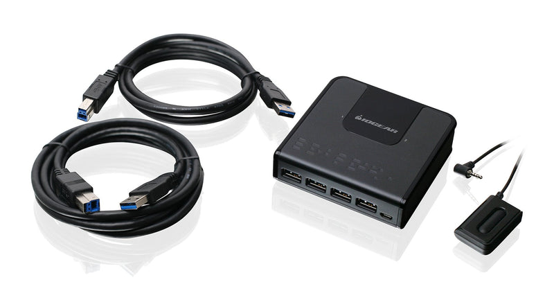 [AUSTRALIA] - IOGEAR 4x2 USB 3.0 Peripheral Sharing Switch - Share 4 USB Devices Between 2 Computers - LED Indicators - Cables n Remote Included - PC - MAC - Printer - Scanner - Mouse/Keyboard and More - GUS432 2X4 