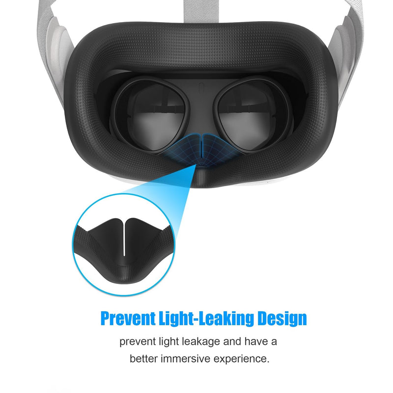AMVR Face Cushion Pad Replacement for Oculus Quest 2, Silicone Face Cover for Quest 2 Headset, Sweatproof Washable Lightproof Anti-Leakage VR Face Plate Mask Accessories (Black, Only Cover) Black
