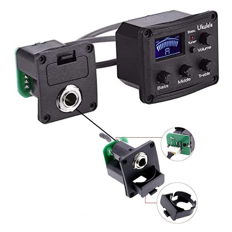 Ukulele Piezo Pickup with Preamp 3-Band EQ Equalizer Ukulele Pickup Preamp Tuner System with LCD Display and Volume Control Guitar Pickup 1 Set
