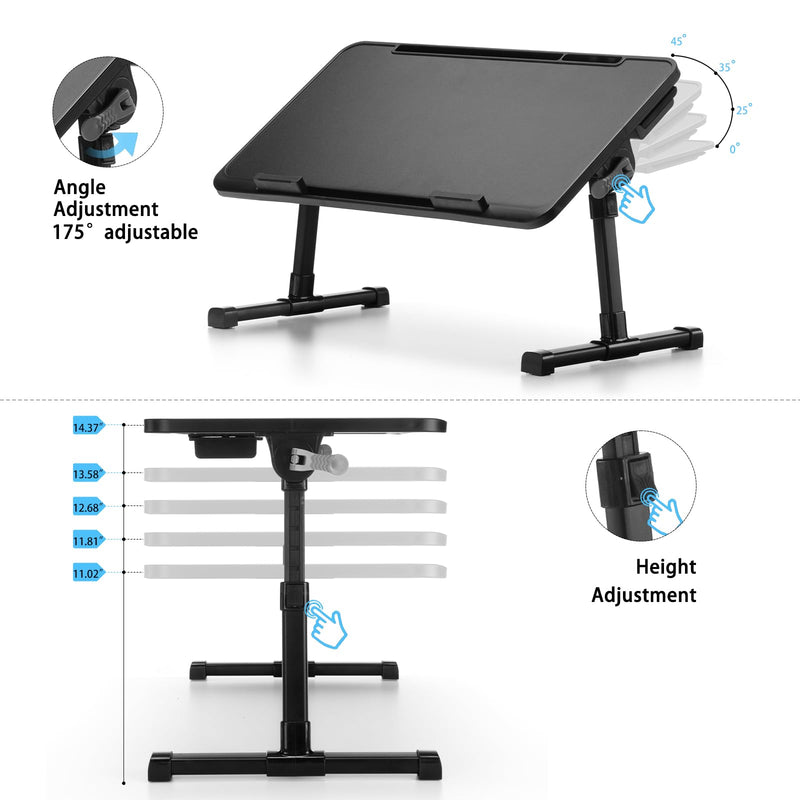 Lap Desk, Adjustable Height & Angle, Aluminum Legs with Storage Drawer & Non-Slip Base, 22" Large Panel for Home Office Gaming Writing Dining, for Adults & Kids