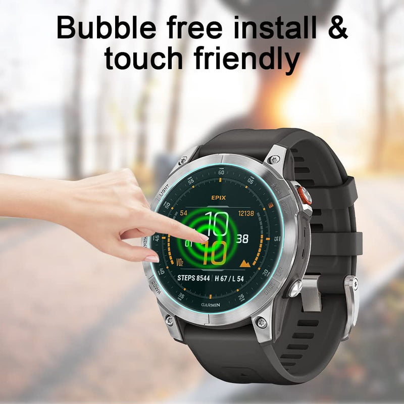 Poyiccot 2Pack Compatible with Garmin epix Gen 2 Screen Protector, 9H Hardness Tempered Glass Screen Protector Compatible With Garmin epix Gen 2 Smartwatch [Full Cover Protective ] [Anti Scratch]