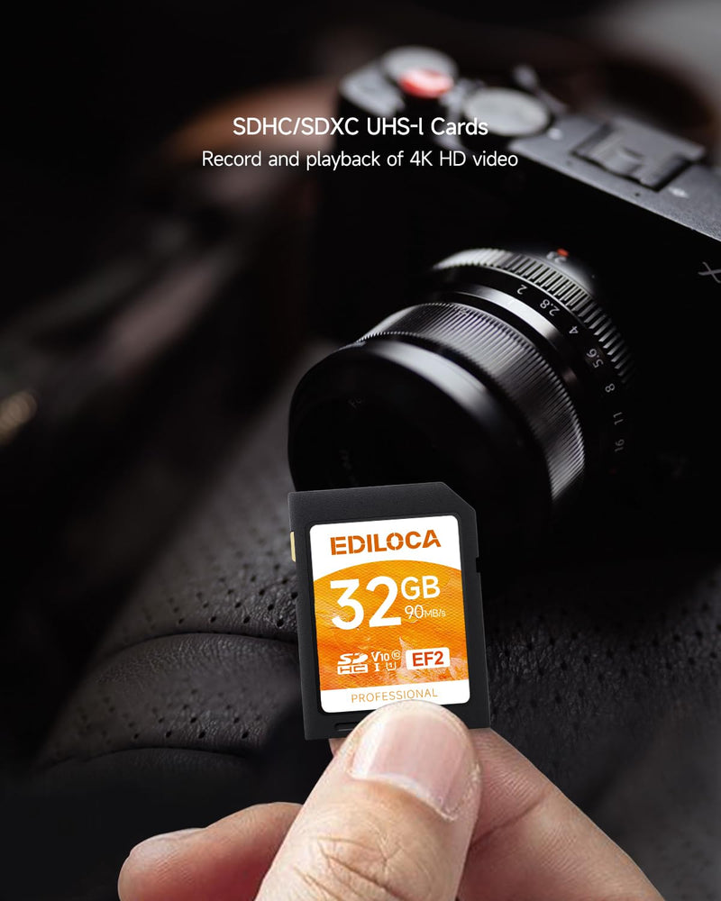 [AUSTRALIA] - EF2 UHS-I SD Card UHS-I Memory Card Fast Storage, Read Speed 90MB/s, Write Speed 20MB/s, C10, U1, V10, Full-HD & 4K Video, SD Card, Must-Have for Professional Photographers 32GB EF2 -100MB/s 