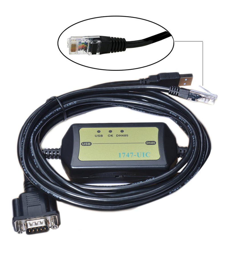 PLC Programming Cable Compatible with AB 1747 UIC, USB To DH485 RS485 RS232 Interface Converter