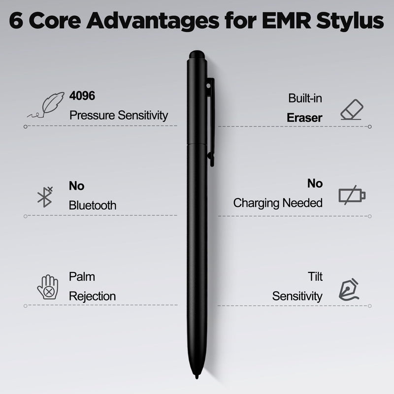 EMR Stylus for Remarkable 2 Pen Replacement Digital Pen Compatible with Remarkable 2/1 & Kindle Scribe - 4096 Pressure Sensitivity, Tilt Support, Palm Rejection, Digital Eraser & 3 Tips