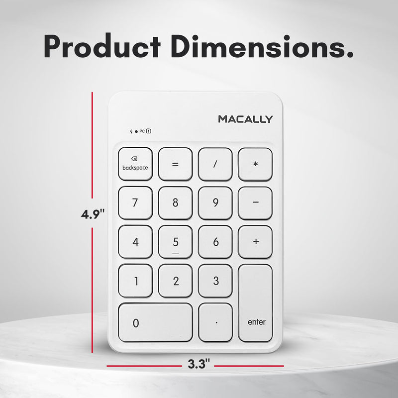 Macally USB C Wireless Number Pad | Numeric Keypad for Mac MacBook iMac | Wireless 10 Key for Laptop PC Computer Notebook Surface Chrome (2.4G USB) Perfect for Data Entry Numpad Number Keyboard