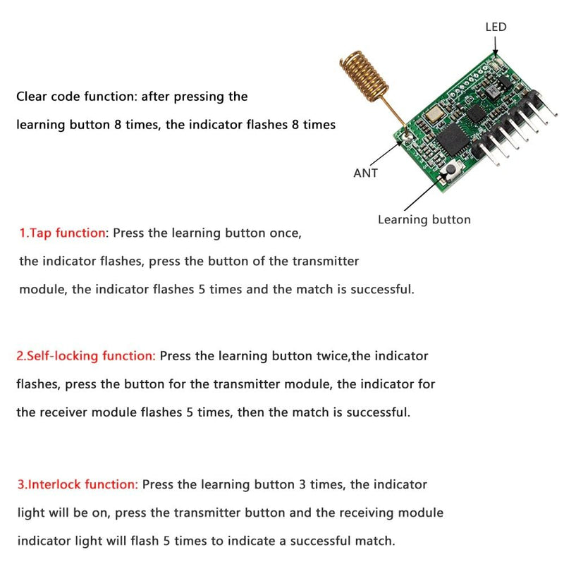 QIACHIP RX480e 868 MHz Transmitter Receiver RF Radio Module for Arduino and Garage Door Opener, Wireless Module with Antenna 4 Sets RX480E-868*4