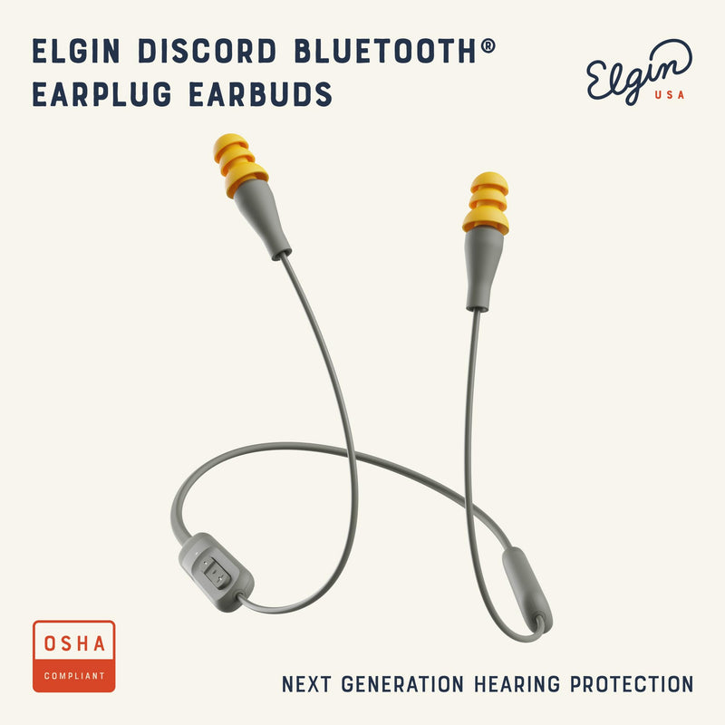 Elgin Discord Gen 2 Bluetooth Earplug Earbuds, Wireless Headphones | OSHA Compliant Noise-Isolating Safety, All-Weather Earphones for Industrial Work, and High-Noise Environments