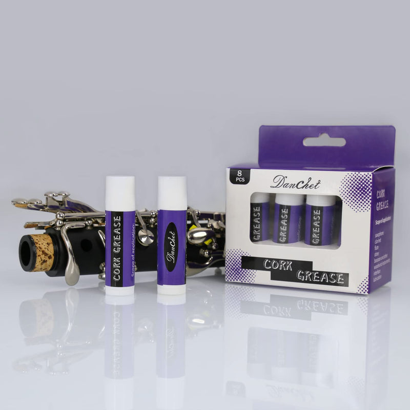 8 Piece Saxophone Clarinet Cork Grease, Lubricating Tube Cleaning Care Product for Clarinets, Saxophones, Oboes, Flutes, Bass Clarinets, Etc.