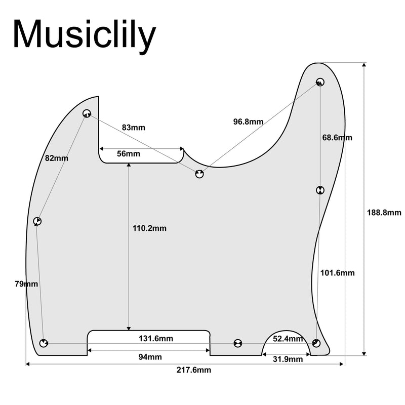[AUSTRALIA] - Musiclily Pro 8-Hole Guitar Pickguard for Squier Sonic Esquire H Electric Guitar, 4Ply Tortoise Shell 