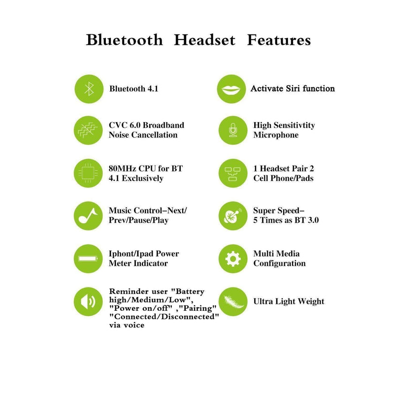 Bluetooth Earpiece, M26 Bluetooth Headset Handsfree Wireless Headphone with Noise Cancelling and Microphone Compatible for Android iPhone Cell Phone Laptop - Red