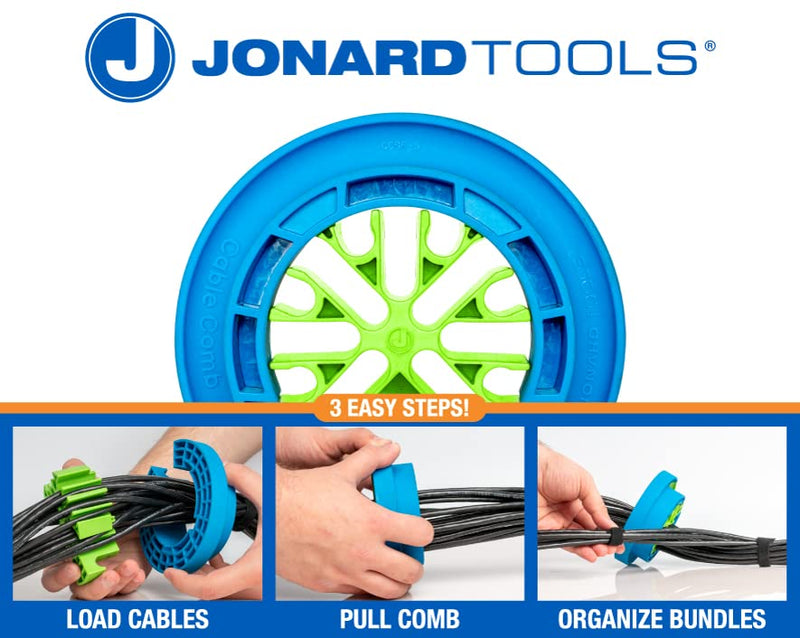 Jonard Tools CCB-34 Cable Comb Organizing Tool, Wire Comb, Dresser, Bundler, Ethernet Network Cable, Data Cat6A, Cat7 Blue/Green Cable Comb - CAT6/7