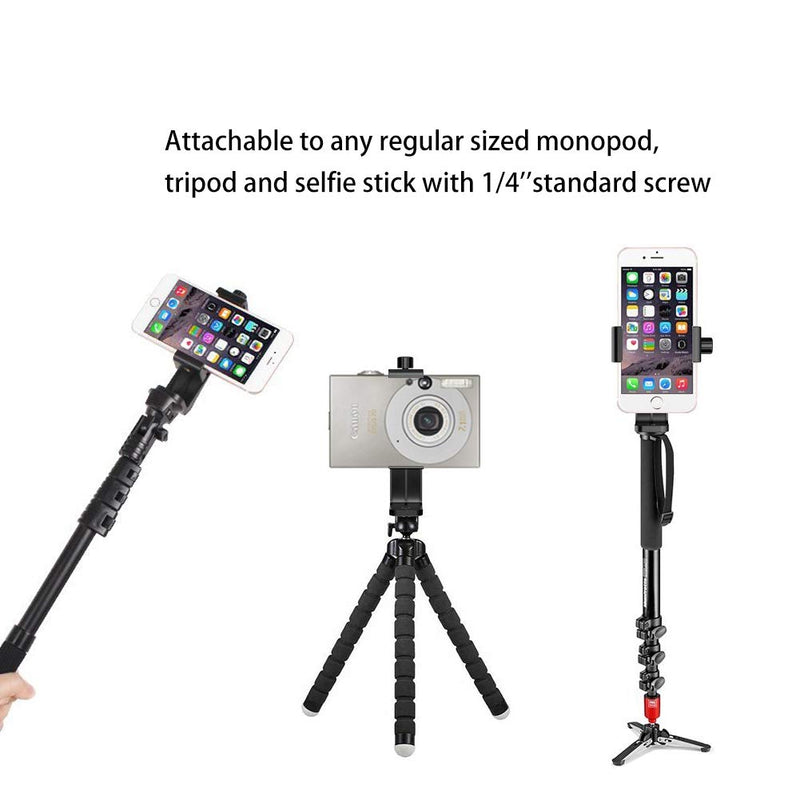 Ailun Tripod Phone Mount Holder Head Standard Screw Adapter Rotatable Digtal Camera Bracket,Compatible for Most Cellphones iPhone black