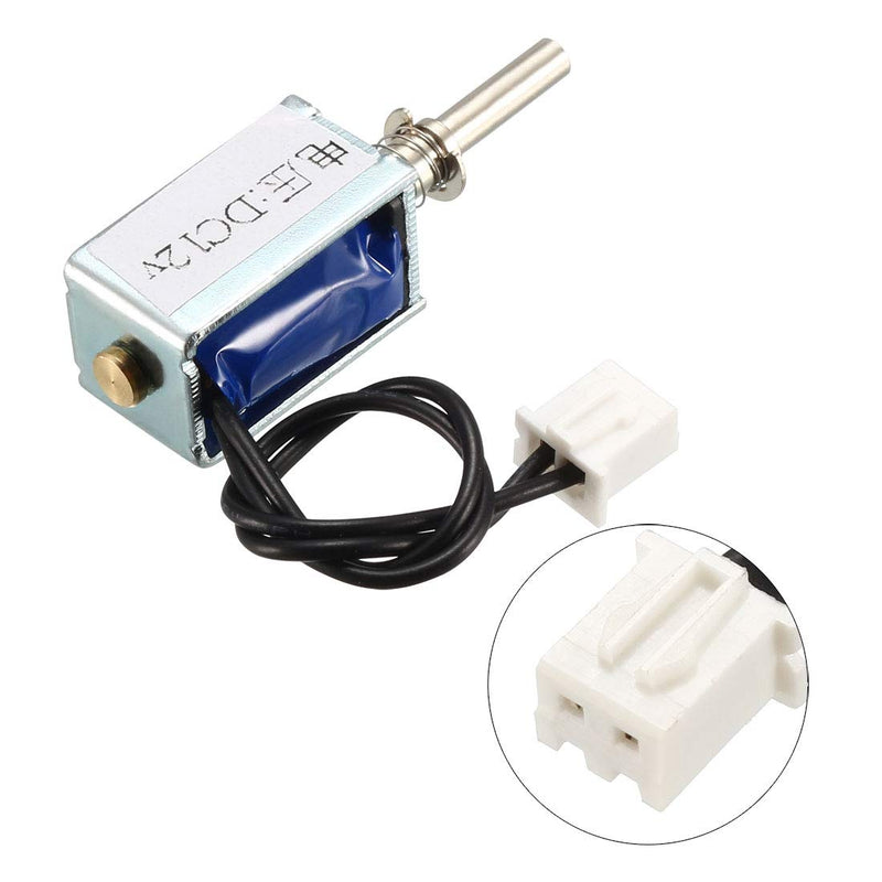 sourcing map DC 12 V Push Pull Type Mini Solenoid Electromagnet Open Frame 3 mm/35 g 4 mm DC12V 3mm/35g