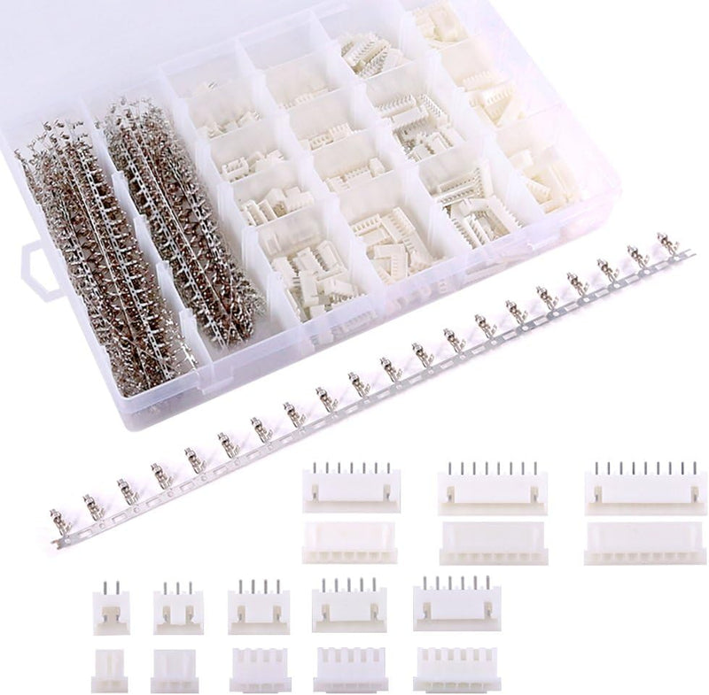 YIXISI 460 Piece JST Connector Kit, JST-XH, 2.54 mm Pitch Female Pin Header, JST Adapter Cable Plug, JST Male and Female Connector (2/3/4/5/6 Pin) White-Jst Xh