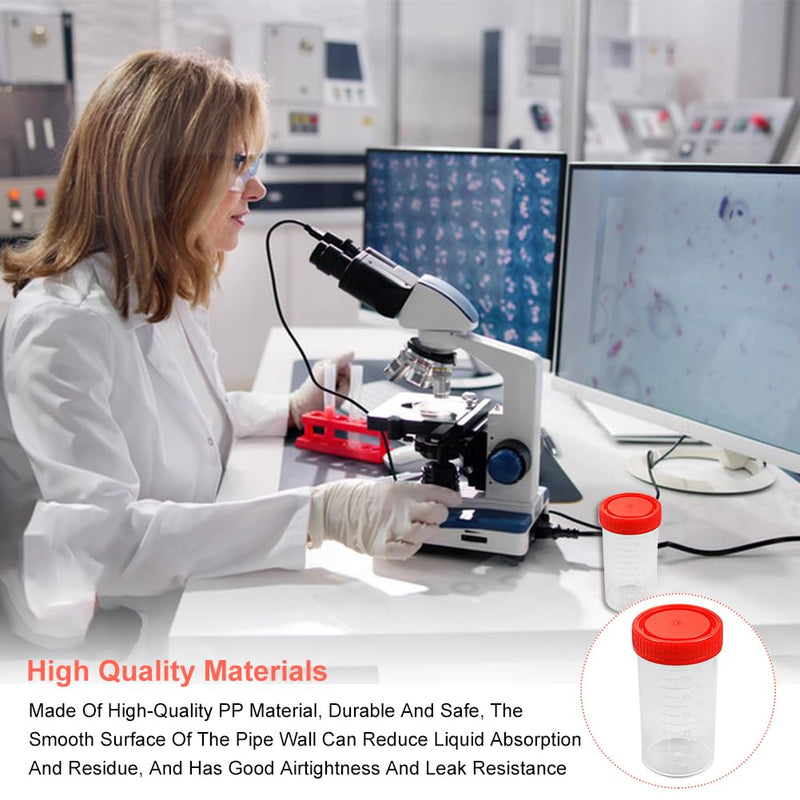 Urine Cup Sample Cup, Pack of 10 Rin Cups with Screw Lid Sample Cup, 60 ml Urine Sample Cup, Screw-On Lid Container, Urine Sample Cup, for Experiments, Storage 10Stück red