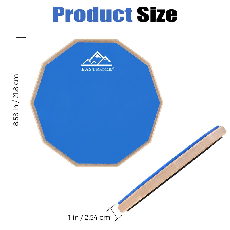 EASTROCK 8 Inches Practice Drum Pad, Double Sided Drum Pad, Silicone Dumb Drum for Beginners,Blue blue 8 inches