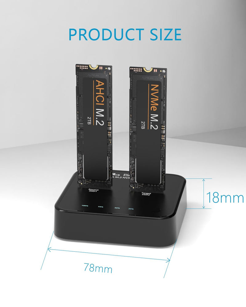 K3016P2 NVMe AHCI Cloner Duplicator, Dual Bay M.2 SSD Docking | 20Gbps, Offline Cloner and Copy Function, SSD Size 2230/2242/2260/2280