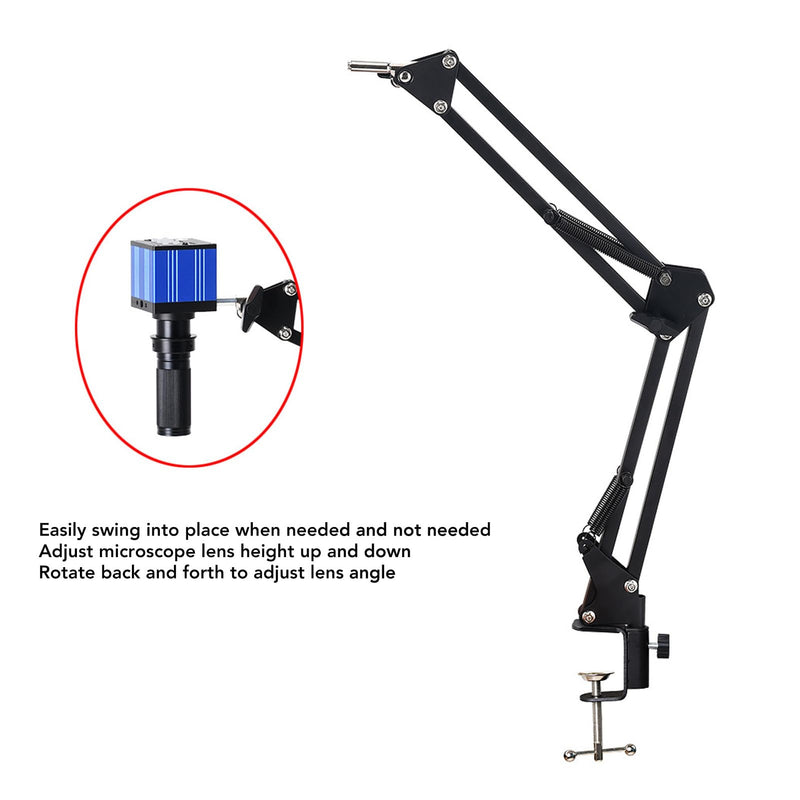 [AUSTRALIA] - Microscope Articulated Arm Stand, 360° Rotation HDMI USB Camera Lens Holder with 50mm Lens Fixing Ring and Clamp Universal Telescopic Folding Electronic Soldering Repairing Stand 