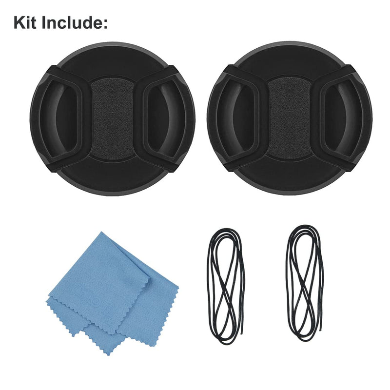 SIOTI 67mm Lens Cap, 2 Packs + 1 Piece Cleaning Wiper, Model:LC-67, Compatiable with Camera Lens & Lens Filter & Filter Adapter Ring etc.(67mm) 67 mm