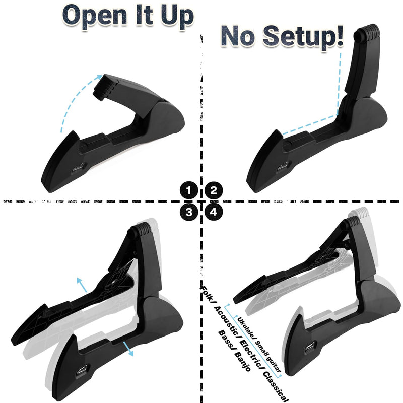 Guitar Stand, Foldable Guitar Stand with Adjustable 2-Width, Sturdy Electric Guitar Stand, Portable Acoustic Guitar Stand Compatible with Guitar, Bass, Ukulele, Banjo, Guitar Accessories Gift