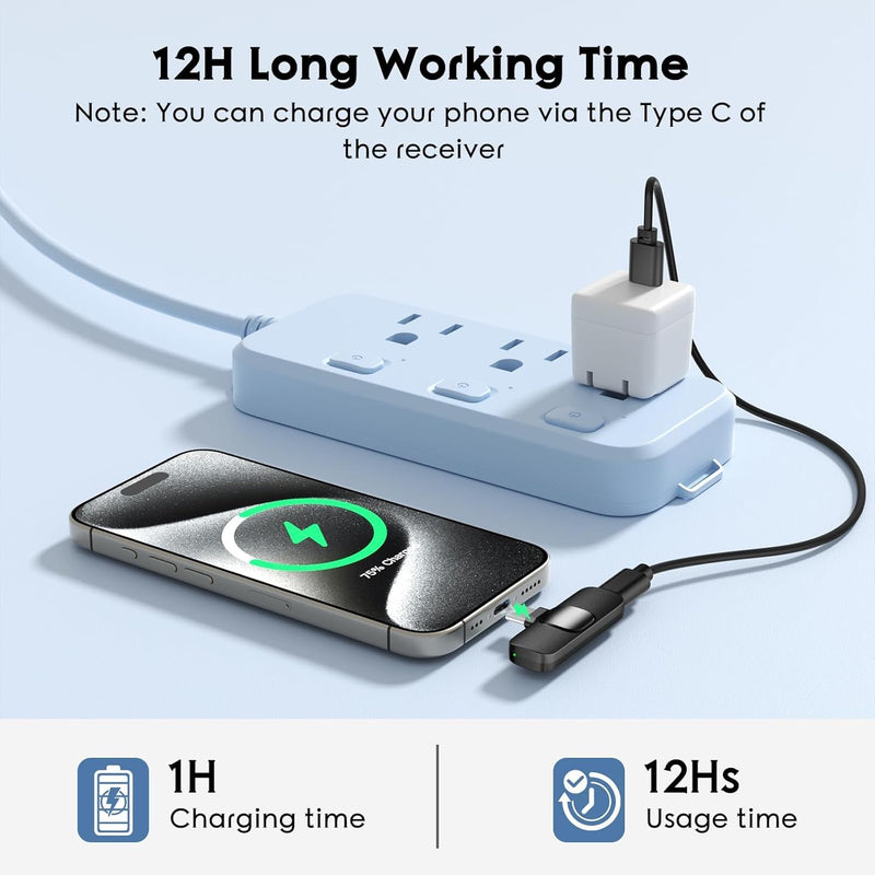 Wireless Mini Lavalier Microphone for iPhone iPad Android Phone PC Laptop, Plug-Play Mini Mic with Noise Reduction, Lapel Microphone Plug-Play for Interview Video Podcast Vlog YouTube TikTok