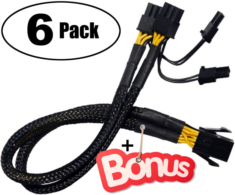 PCI-e 6 Pin to Dual PCIe 8(6+2) Pin Graphics Card PCI Express Power Adapter GPU VGA Y-Splitter Extension Cable Mining Video Card Sleeved Power Splitter 9 inches 18 AWG 6 Pack + Bonus TeamProfitcom
