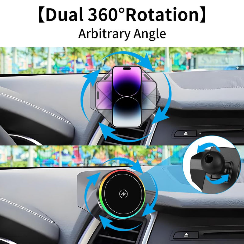 Car Magnetic Phone Mount for Hyundai Santa Fe 2013 2014 2015 2016 2017 2018 Auto Interior Accessories Best Cellphone Holder Fast 15W Wireless Charger Cell Phones Charging Screen Stand Accessory for Hyundai Santa Fe 2013-2018