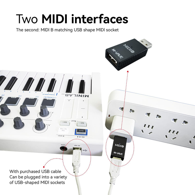 [AUSTRALIA] - Wireless MIDI Interface, USB Bluetooth Option for MIDI Controller Mac, iOS, Windows, MIDI Transmission System Ultra Low Latency, 5-PIN DIN Interface Wireless MIDI Synthesizer Keytar Digital Piano 