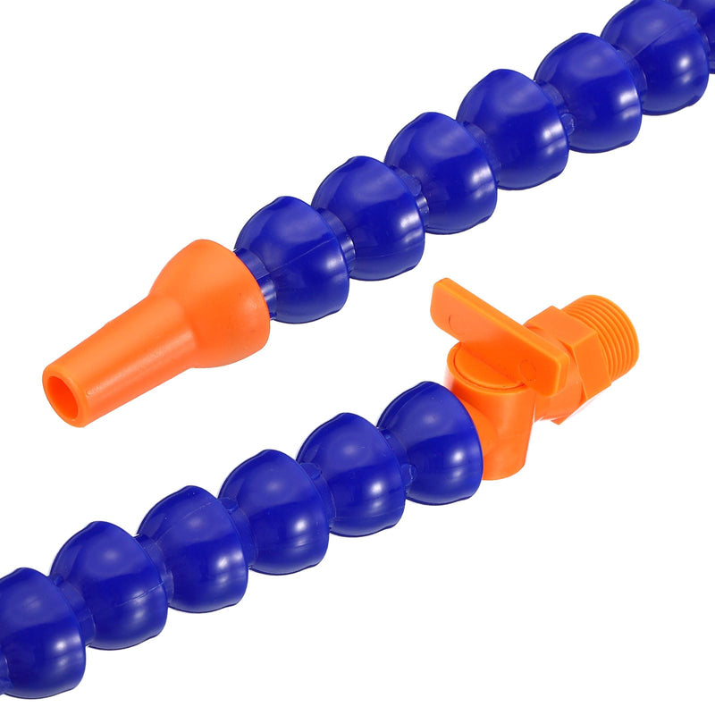 QUARKZMAN 3/8 Inch Thread Flexible Water Oil Coolant Pipe Hose 30 mm Plastic Adjustable Round Nozzle Cooling Pipe Hose with Switch for Lathe CNC Water Cooling System, Pack of 2